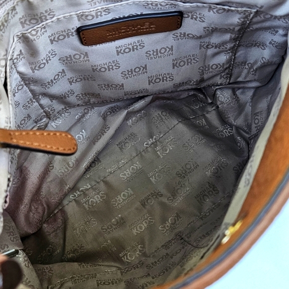 MICHAEL KORS Cognac Brown Pebbled Leather Gold Chain Handle Shoulder Bag EUC - Picture 5 of 6